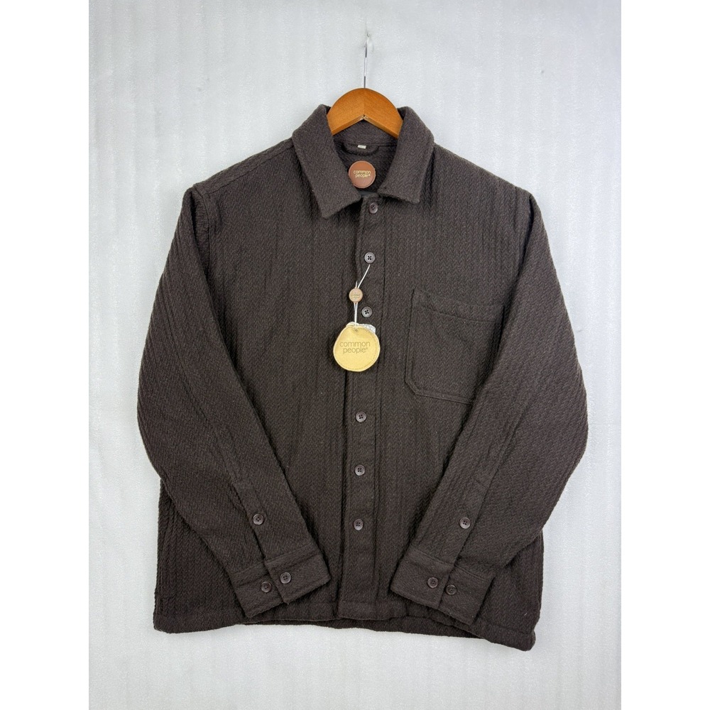 NWT Common People Granby Over Shirt Jacket Shacket Brown Woven Thick Plaid L
